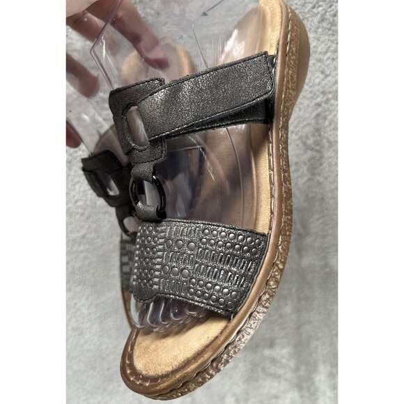 Rieker Women’s 7 EU 37 Silver Embellished Bronze Strappy Leather Flat Sandals - Picture 2 of 8